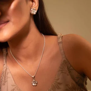 Moh Pearl Studded Flower Necklace Set